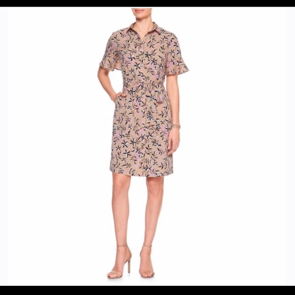 Banana Republic Warm Combo Ruffle Sleeve Dress